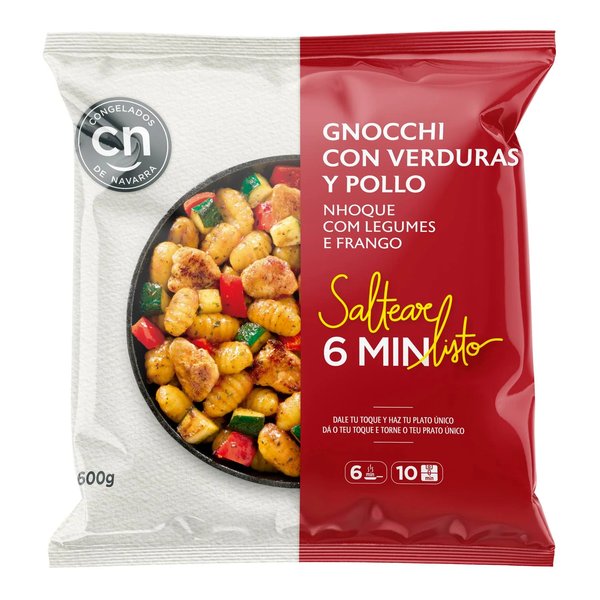 Gnocchi con verduras y pollo