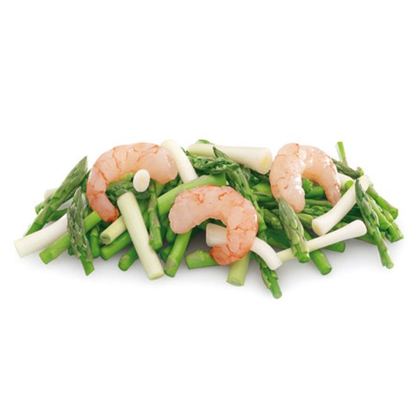 REVUELTO DE AJETES, TRIGUEROS Y GAMBAS