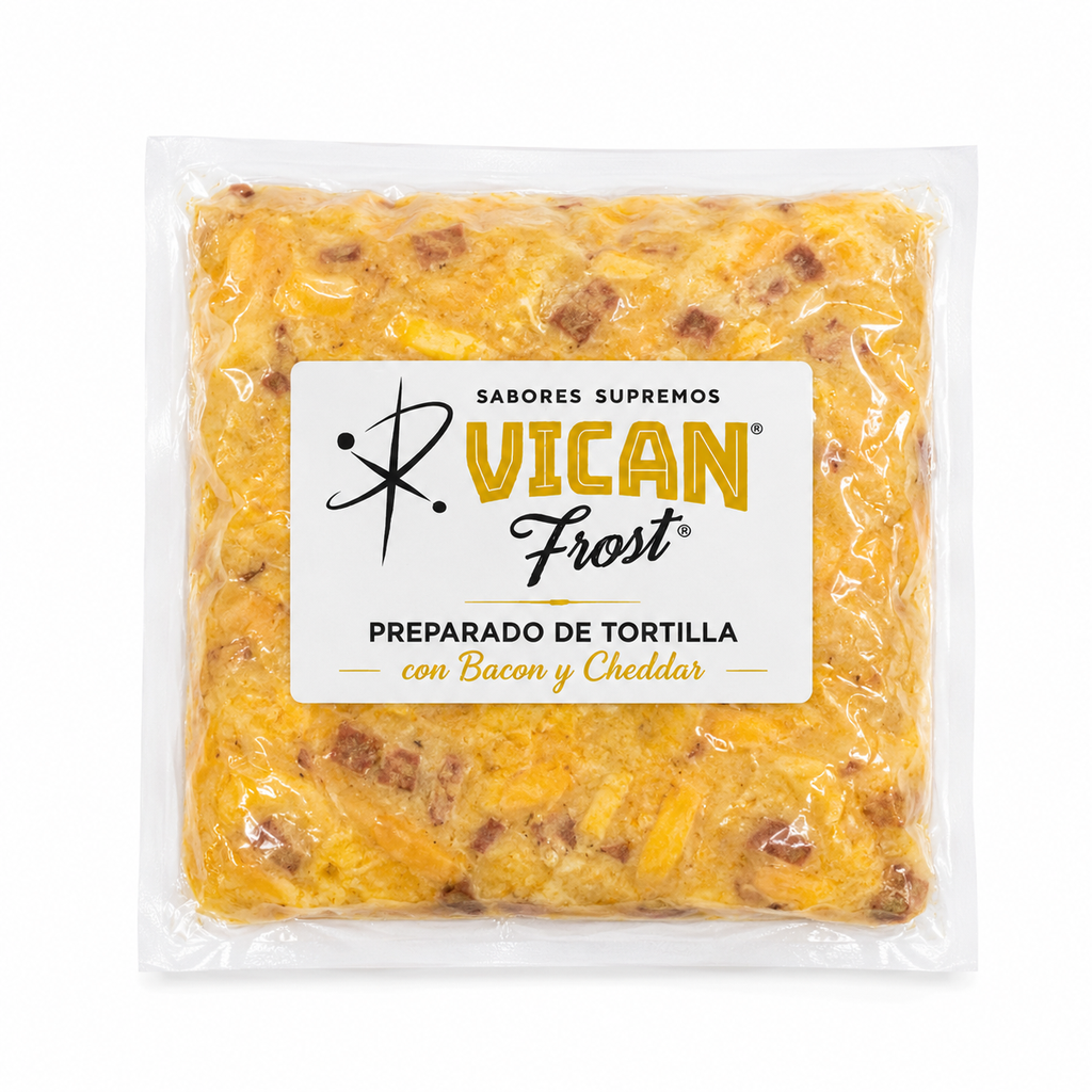 Tortilla de patatas con bacon y cheddar